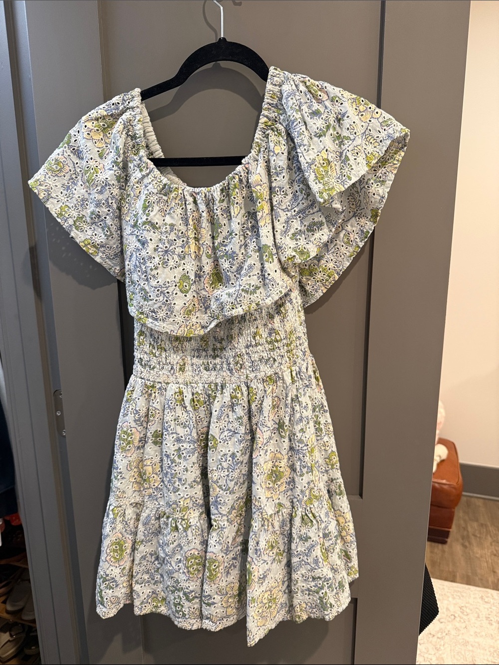 Blue and green dress